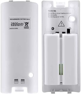 NIFERY Wii Remote Batteries Rechargeable, 2 Pack 2800mAh Rechargeable Batteries for Wii/Wii U Remote Controller (White)