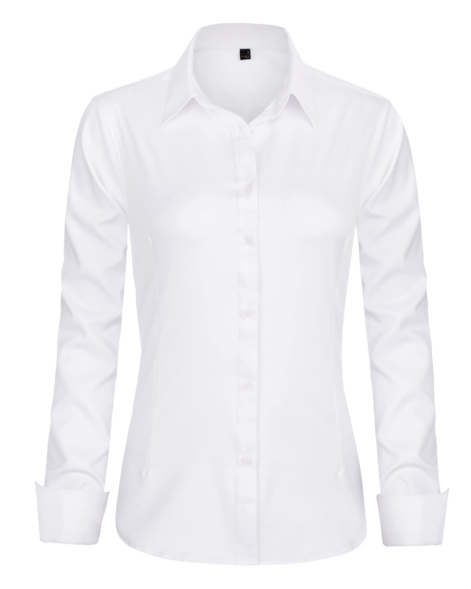 J.VER Women Long Sleeve Button Down Shirt Pleated Pleated Work Office Shirt