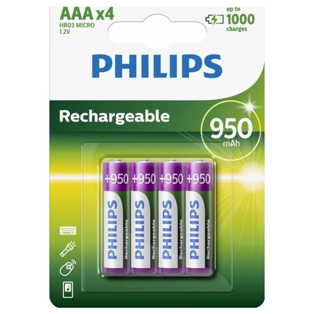 PHILIPS AAA Batteries – Rechargeable Batteries HR03 – NiMH 1.2 V – 1000 Recharge