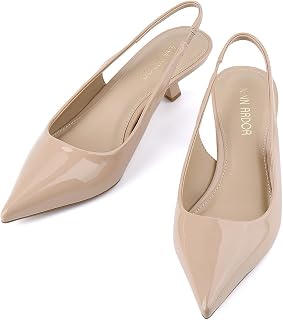 JENN ARDOR Slingback Heels for Women Low Heels Dress Shoes Kitten Pumps Dressy Heeled Sandals Wide Width Fashion Casual Shoes