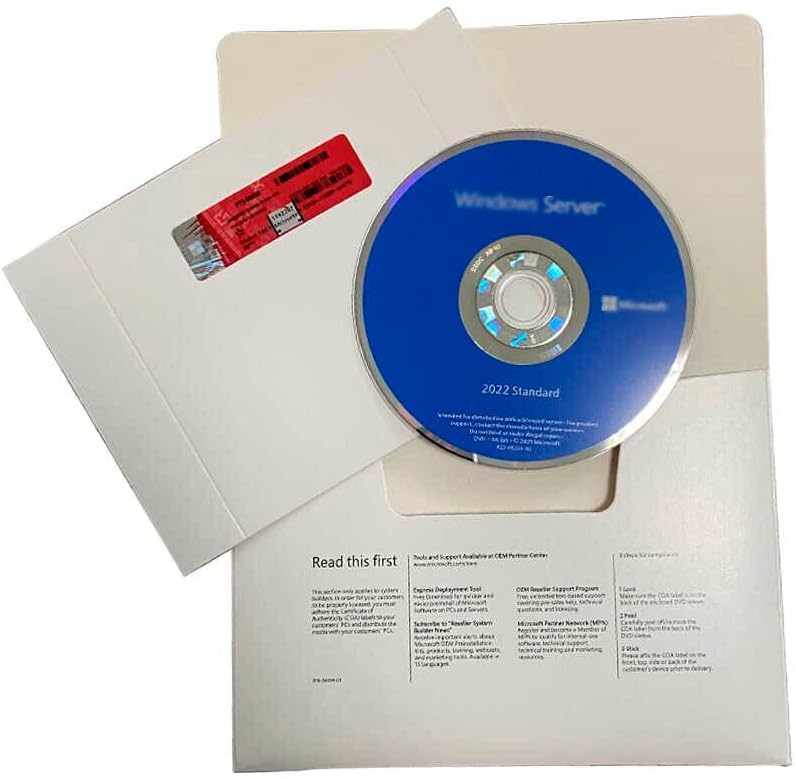 Server 2022 Standard 16 Core OEM English Version | 64 Bit DVD | COA