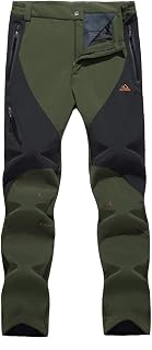 EKLENTSON Men's Waterproof Softshell Fleece Lined Outdoor Walking Trousers Warm Thicken Padded Hiking Ski Pants with Zip Pockets