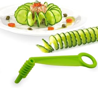 Green Spiral Slicer,Portable Cucumber Potato Carrot Slicer Cutter Manual Kitchen Gadgets Plastic Garnishing Tool,Fruit Vegetable Graters, Peelers and Slicers,Kitchen Utensils and Gadgets