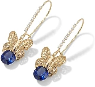 Whimsical Butterfly Crystal Drop Earrings for Women - Gold Filigree Blue Teardrop Dangle, Elegant Garden Party Jewelry, Sparkly Animal Theme Gift for Her