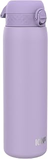 ION8 1 Litre Lightweight Stainless Steel Drinking Bottle, Non-Insulated, Leak-Proof, One Hand Opening, Secure Locking, Dishwasher Safe, Flip Lid, Carry Handle, Easy to Clean, Purple