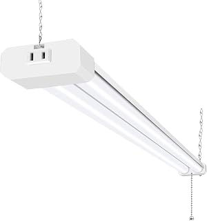 hykolity 4FT LED Shop Light Linkable,4400LM,5000K Daylight | 42W LED Ceiling Lights for Garages,Workshops,Basements, Hanging or FlushMount, Power Cord and Pull Chain,White, ETL- 1 Pack