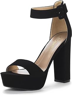 DREAM PAIRS High Heel Platform Sandals for Women Pumps 11.5CM, Nubuck Black 1, 40 EU