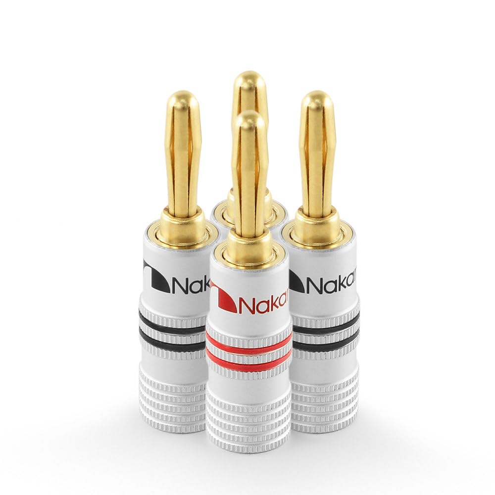 Nakamichi 24K Gold Plated Banana Plug 12-18 AWG Size 4mm for Speakers Amplifier 