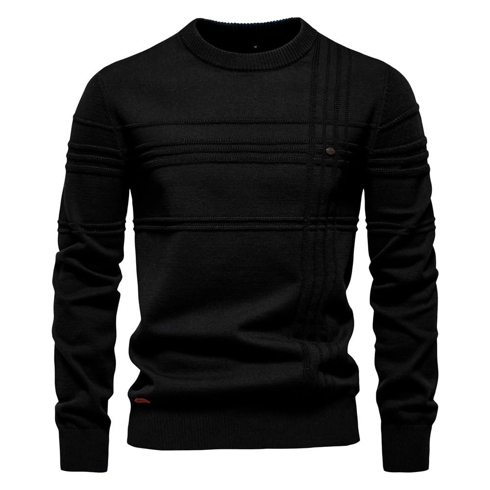 Generisch Men's Winter Pullover Crew Neck Fine Knit Pullover Men's Knitted Jumpe
