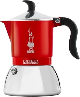 Bialetti Fiammetta Induction Coffee Maker, 2 Cups (100 ml), Suitable for All Hobs, Elegant Design, Red