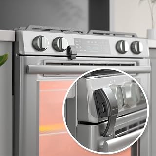 EUDEMON 1 Pack Updated Oven Front Lock,Childproof Oven Door Lock, Easy to Install &amp; Use Durable and Heat-Resistant Material no Tools Need or Drill(Black)