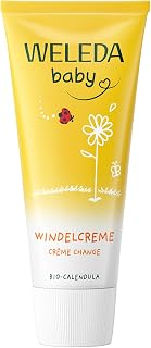 Weleda Baby Calendula Nappy Cream 75 ml with Zinc Oxide & Lanolin | Lanolin barrier protection, Organic calendula & chamomile, Almond oil, Suitable from birth, Dermatologically tested