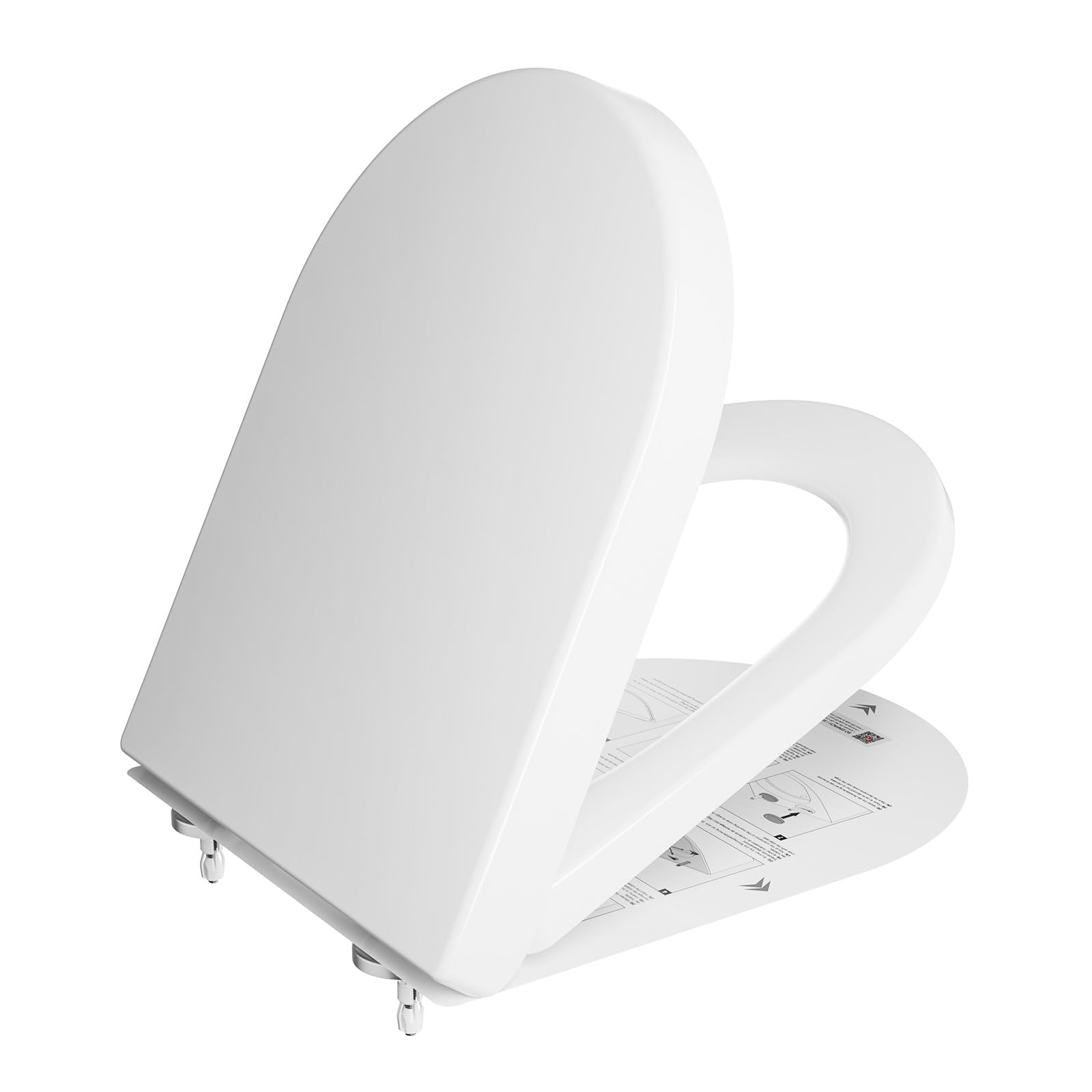 DERW D Shaped Soft Close Toilet Seat, Heavy Duty Premium Thermoplastic, Quick Re