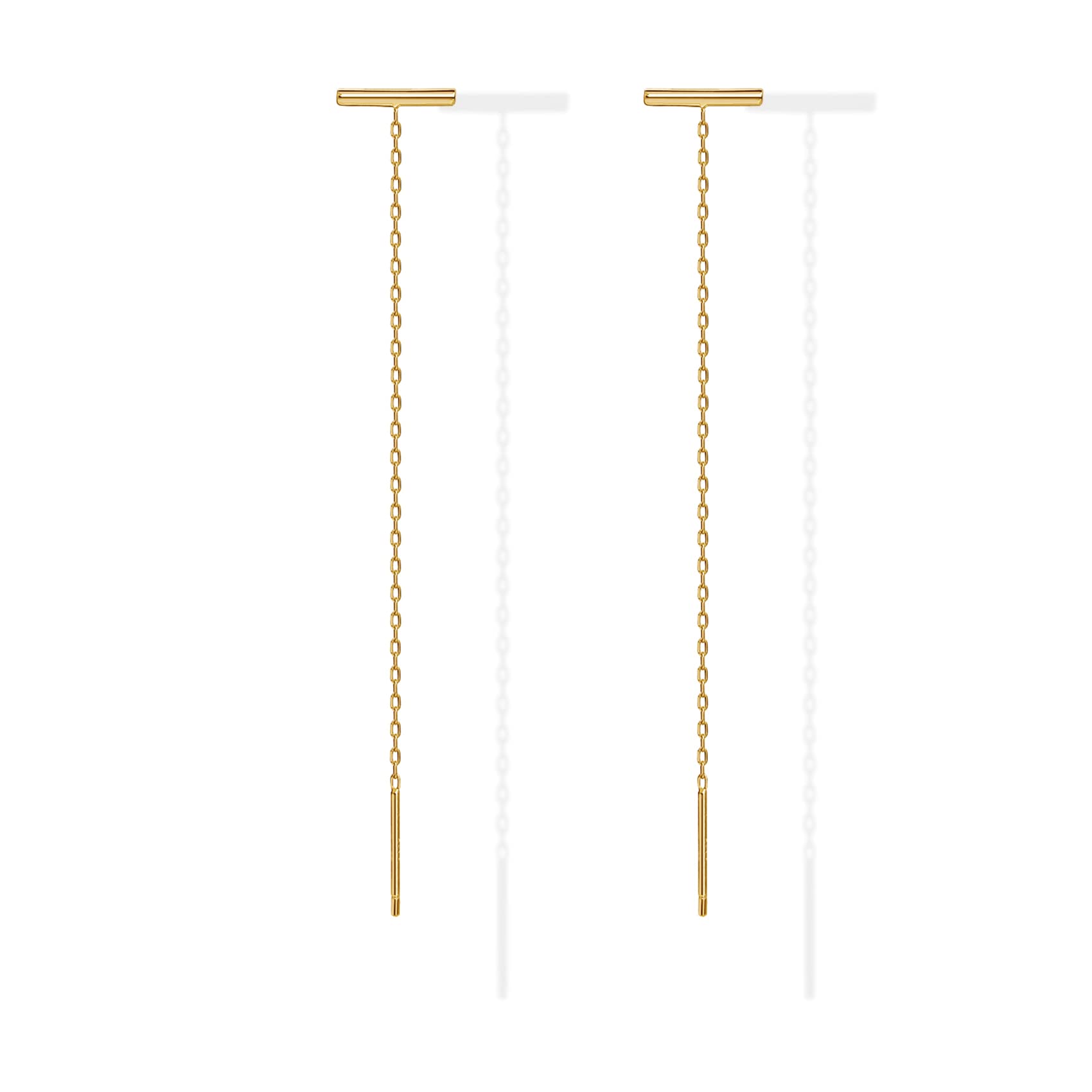 PAVOI 14K Gold Plated Threader Earrings for Women, Statement Chain Earrings