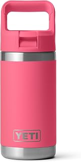 YETI Rambler Jr. 12 oz Kids Bottle, with Straw Cap, Tropical Pink