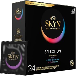 SKYN Selection Latex-Free Condoms - 24 Count - New Variety Pack Includes SKYN Original, Elite, Excitation and Elite Extra Lube Condoms