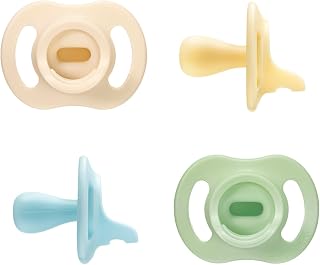 Tommee Tippee Ultra-Light StayPut Pacifier, 0-6 Months, Pack of 4 | One-Piece Silicone Design, Stays Put in Baby's Mouth, BPA Free