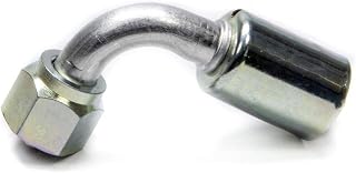 Vintage Air Fitting, Hose End, AC Refrigerant, 90 Degree, 8 AN Hose Crimp to 8 AN Female O-Ring, Aluminum/Steel, Natural/Zinc Oxide, Each