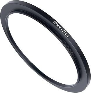 GZNLY 67mm to 77mm Step-up Adapter Rings Filter Adapter Black Metal Step Down Filter Ring Adapter Compatible with All Brand UV CPL ND Camera Lens Filter Stepping Rings (67mm-77mm)