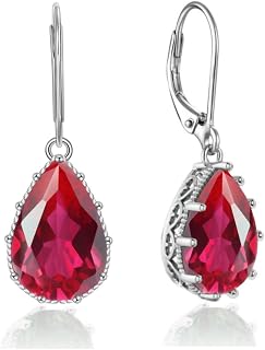 crystal zircon dangling lever style earrings tear oval pear gem birthmark sapphire ruby emerald silver jewelry set gift for women mom daughter girlfriend