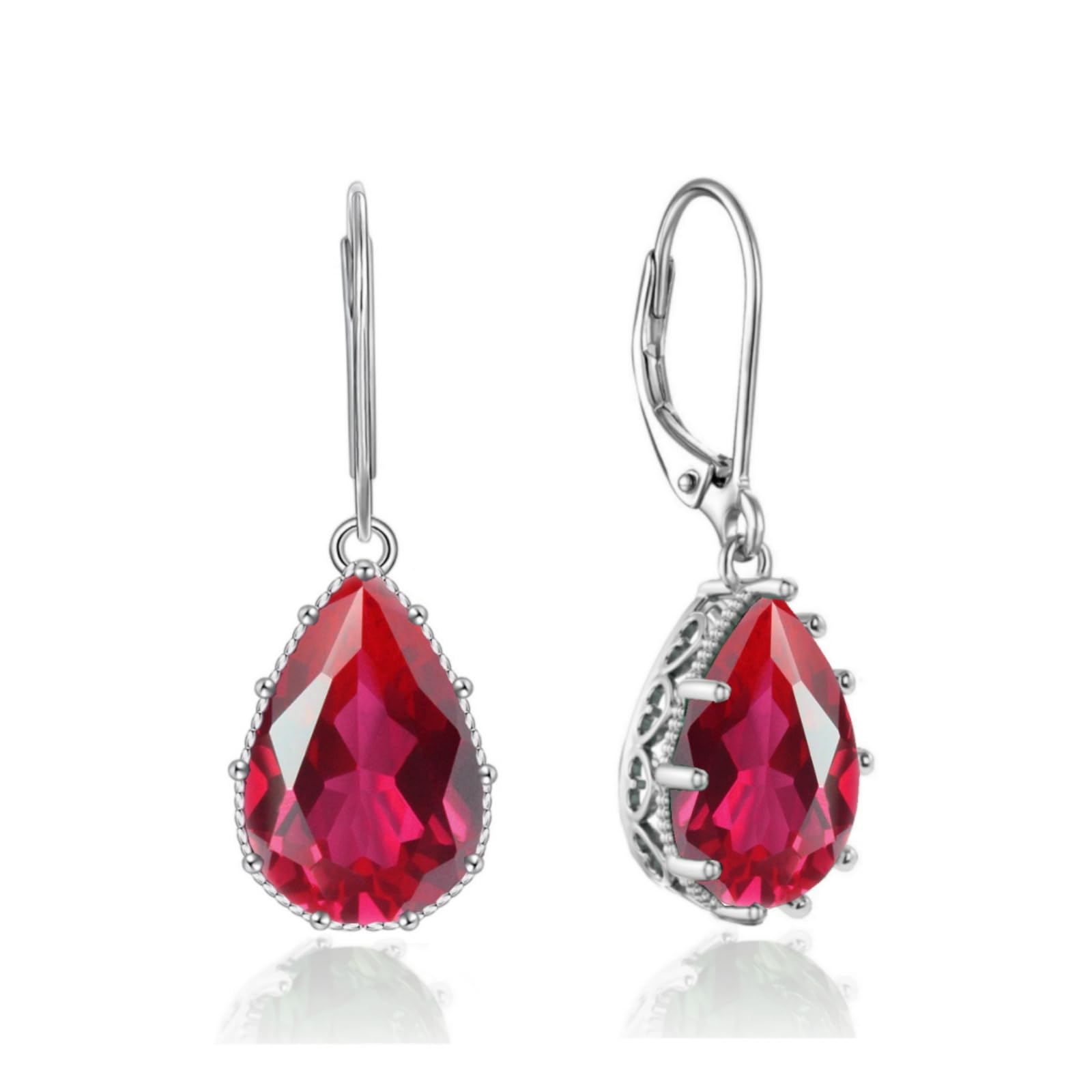 crystal zircon dangling lever style earrings tear oval pear gem birthmark sapphi