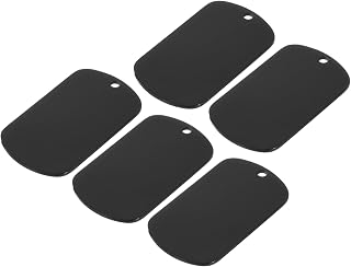 Generic Metal Blank Tag Stamp, 2"x1.15" Black Stainless Steel Blank Dog Tag DIY Engraving Blank Tags Pet Dog ID Tags, Pendant Decoration, Craft Tags, Pack of 5