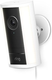 Ring Spotlight Cam 4K Pro (newest model), Plug-In, Home or business security, Retinal 4K with wide-angle video, 10x Enhanced Zoom, and 600 Lumen Spotlights, White