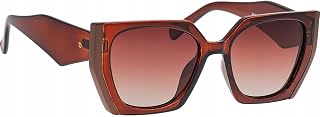 BRILO Women's Polarised Sunglasses, UV400 Protection, Brown Orange Transparent, Square Cat Eye Glasses, Large Lenses with Colour Gradient, Elegant Oversize Sunglasses