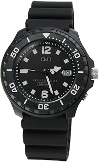 Citizen Q&Q D02A Cue & Cue Orologio da Polso Analogico Radio Wave, Solare, Nero, Classico