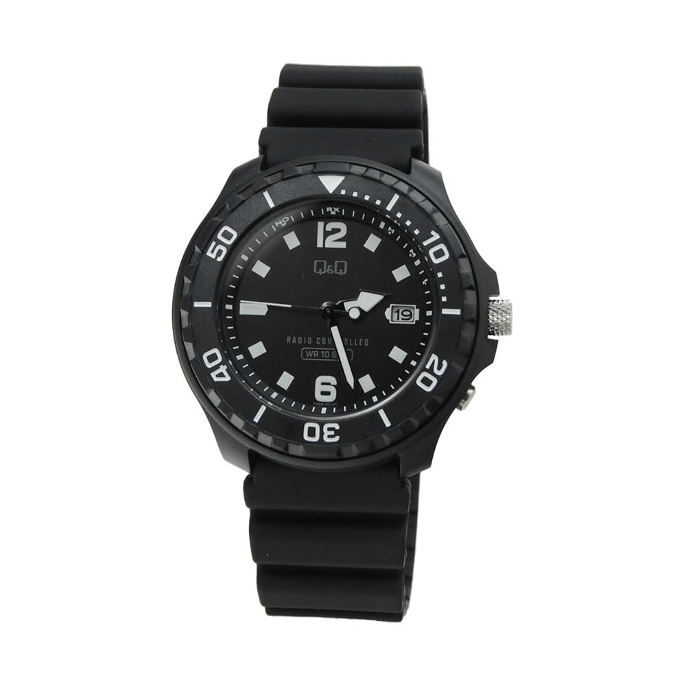 Citizen Q&Q D02A Cue & Cue Orologio da Polso Analogico Radio Wave, Solare, Nero,