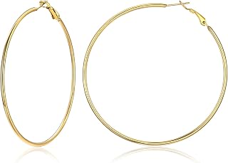 Suplight Hoop Earrings for Women, Stainless Steel Gold Silver Black Hoops, 30-100mm Small to Oversized, Lightweight Hypoallergenic Jewellery Gift