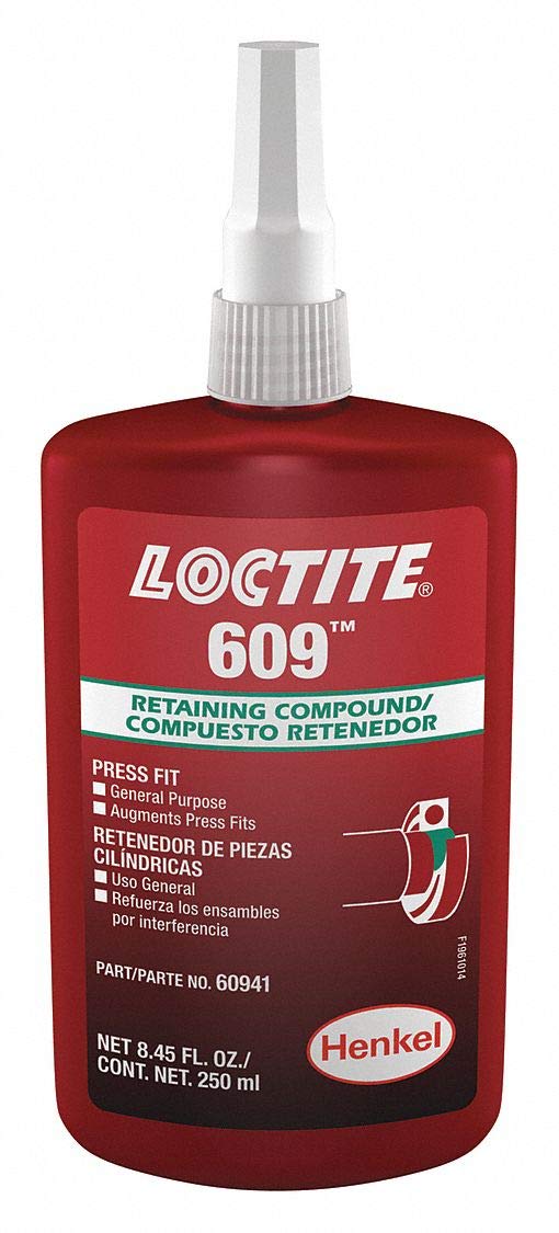 Loctite HL135513 609 Medium Strength Retaining Compound, 250 mL Bottle, Green