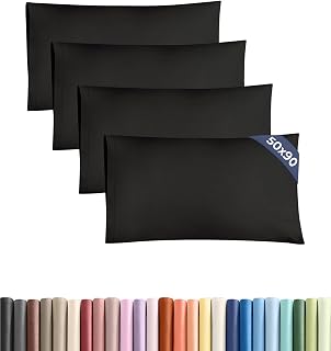 Pillowcases 4 Pack King 50x90 - Microfibre Envelope Closure - Black