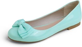 Feversole Women's Patent Round Toe Cute Bow Trim Ballet Flats, Ballerine Punta Tonda Decorate con Un Grazioso Fiocco da Donna