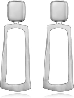 Matte Gold Silver Geometry Clip On Earrings for Women Retro Drop Clip Earrings for Women