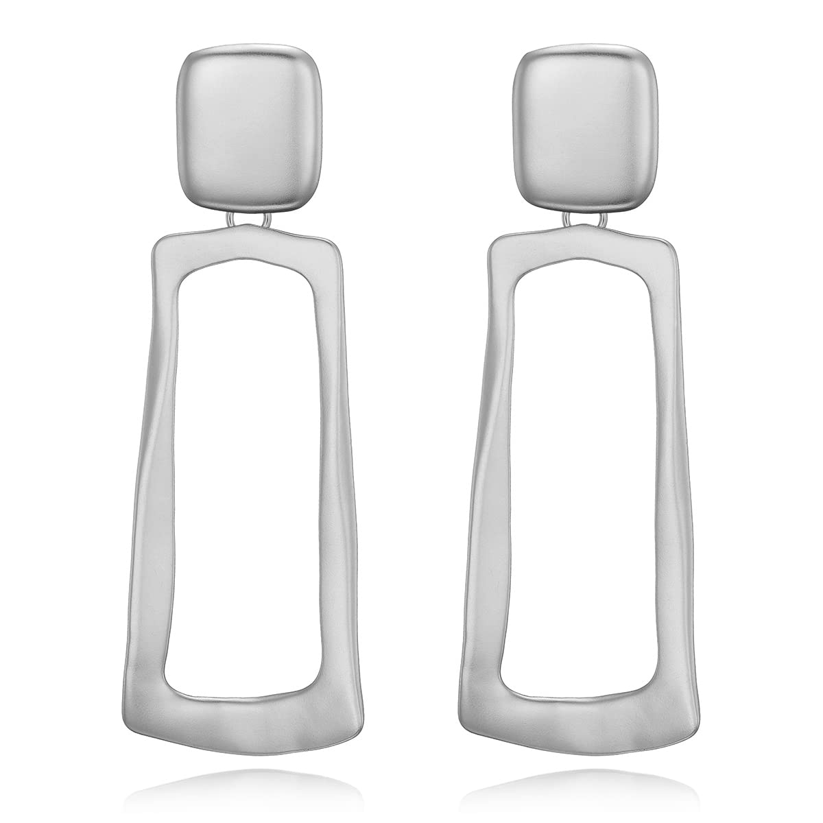 Matte Gold Silver Geometry Clip On Earrings for Women Retro Drop Clip Earrings f