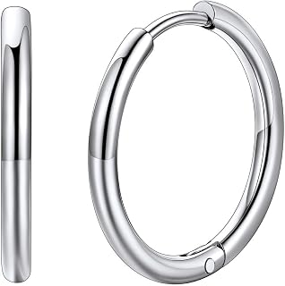 FaithHeart Stainless Steel Black/Silver/Gold Hoop Earrings for Men - Hypoallergenic Small Huggie Hoop Earrings Lightweight Sleeper Earrings Waterproof Cartilage Piercing Jewelry Gift 7-16mm