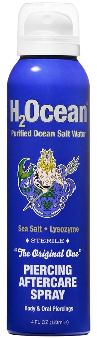 H2Ocean Piercing Aftercare Spray, Sterile Sea Salt Saline Solution, 4 oz | Pierc