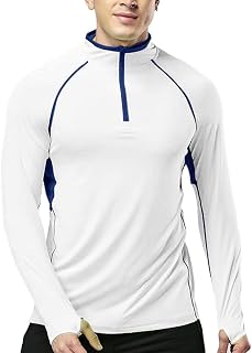 Men Quarter Zip Running Active T Shirts Workout Long Sleeve Jersey
