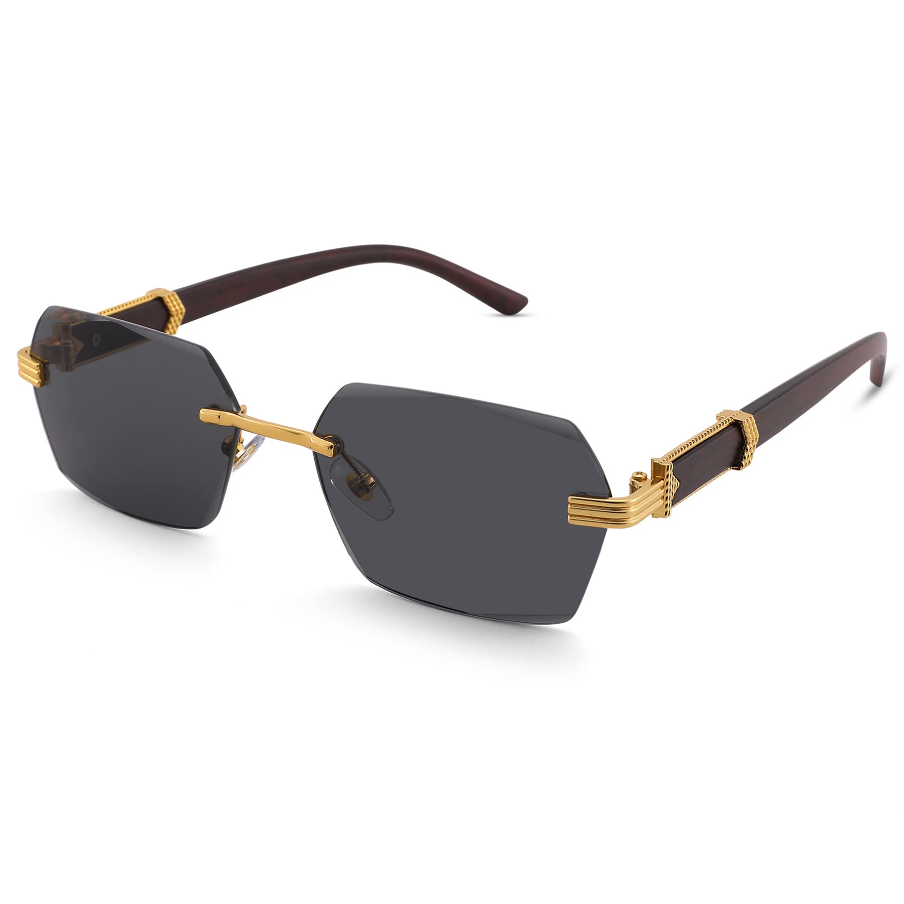 Hycredi Rimless Rectangle Sunglasses for Women Men, Retro Y2K Shades