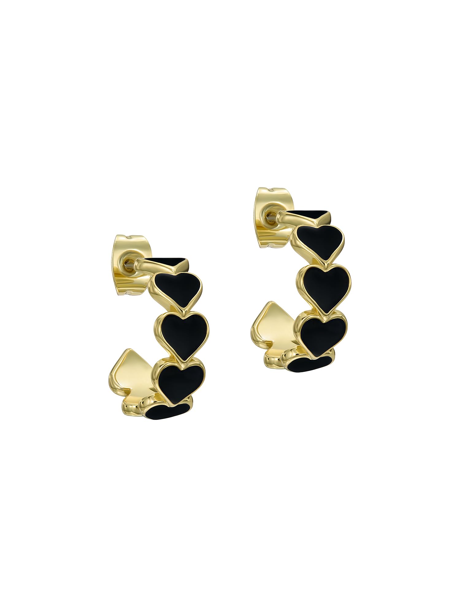 Ted Baker London Hannah Enamel Heart Hoop Earrings (Gold/Black)