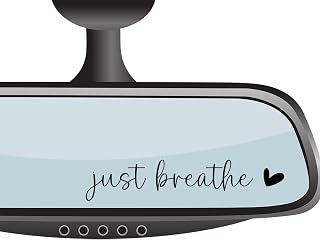 4 xJust Breathe Rear View Mirror Sticker,Rearview Mirror Decal,Car Accessories For Women,Motivational Stickers,Water Bottle Laptop Bumper Tumblers Sticker,Vanity Mirror Stickers,Car Window Decal