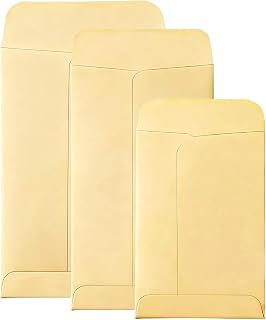 100 Pack Assorted 3 Sizes Coin Envelopes Self-Adhesive Kraft Paper Seed Envelopes Mini Parts Small Items Stamps Storage Packets Envelopes for Garden, Office or Wedding Gift