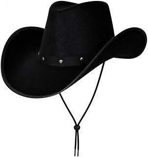 Wicked Costumes Black Cowboy Hat for Men & Women – Western Texas Fancy Dress Hat for Festivals, Rodeo & Country Music Events