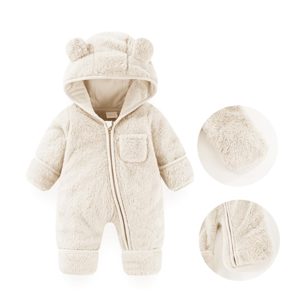 Fairy Baby Baby Snowsuit, Newborn Baby Bear Hooded Footed Romper Fleece Snowsuit