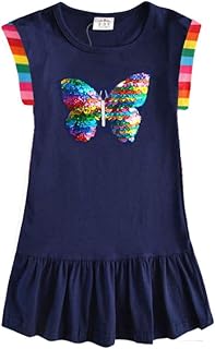 VIKITA Girls and Girls Long Sleeve Striped Cotton T-Shirt Dress, Sh7371