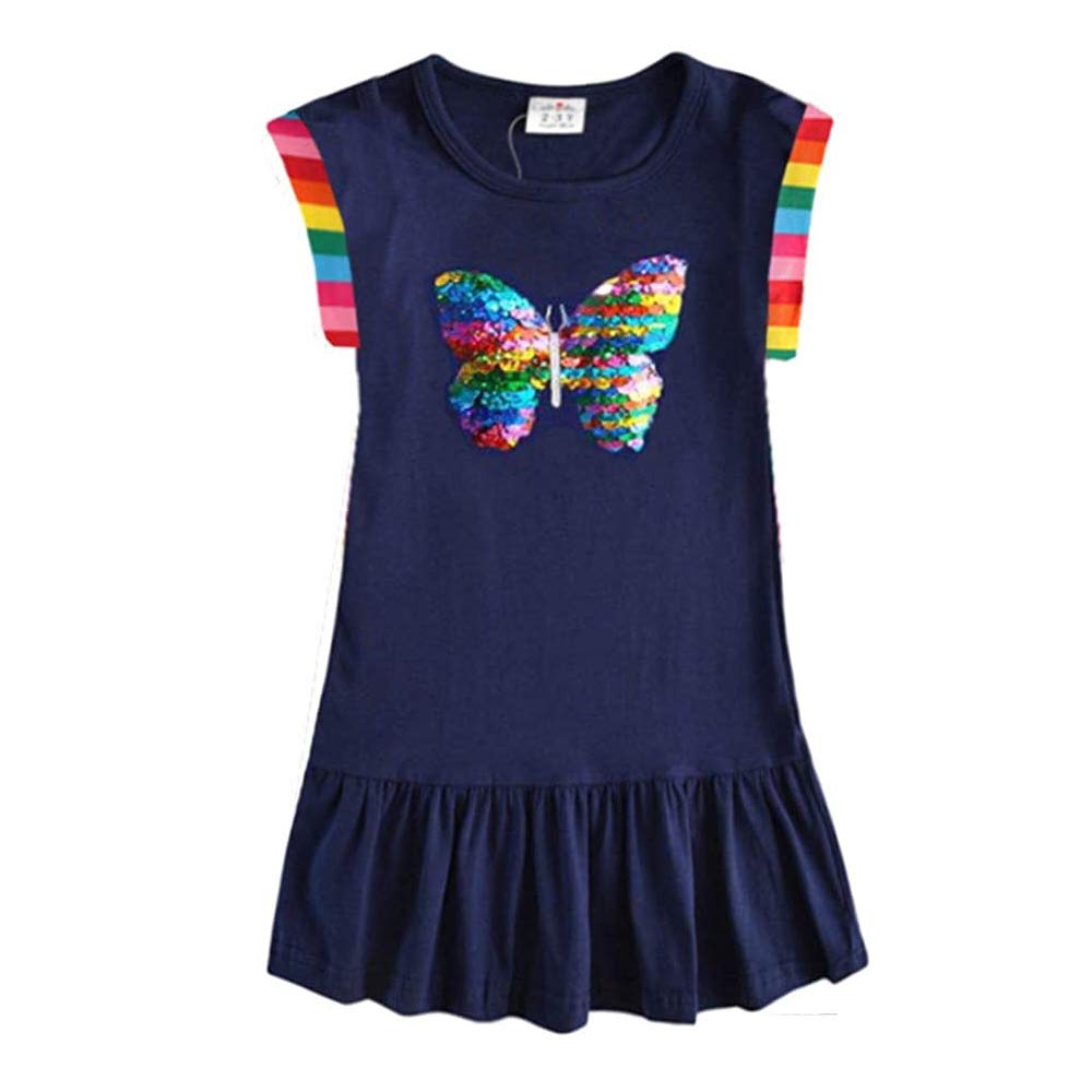 VIKITA Girls and Girls Long Sleeve Striped Cotton T-Shirt Dress, Sh7371