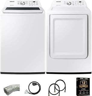 Samsung WA44A320KIT1 White Top Load High-Efficiency Smart Washer and Dryer Pair 4.5 Cu Ft Washer 7.4 Cu Ft Electric Dr