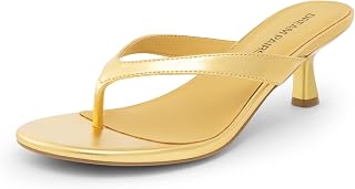 DREAM PAIRS Tongs à talon bas avec lanière, chaussures d'été élégantes à enfiler pour femme