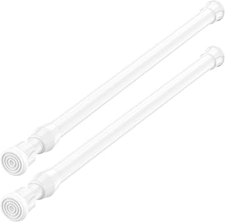 AIZESI Spring Tension Curtain Rods Short Tension Rod (White,17" to 28"-2Pc) | Adjustable, No Drilling, Expandable Spring Loaded, Suitable for Doors and Windows